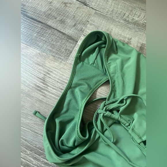 HOLLISTER One Piece Bathing Suit XL Olive Green Sage Lace Up Side Sexy Beach - Picture 7 of 7
